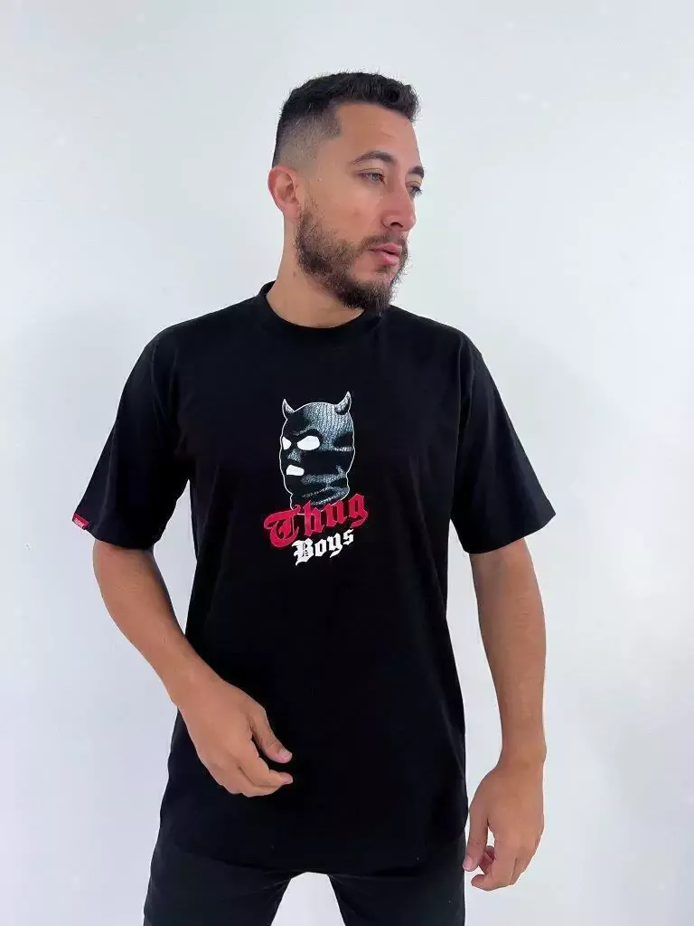 Camiseta Thug Nine Horned touca ninja ladrao capetinha