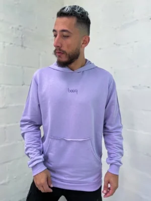 Casaco de Moletom Lilas Recorte Ribana na Manga