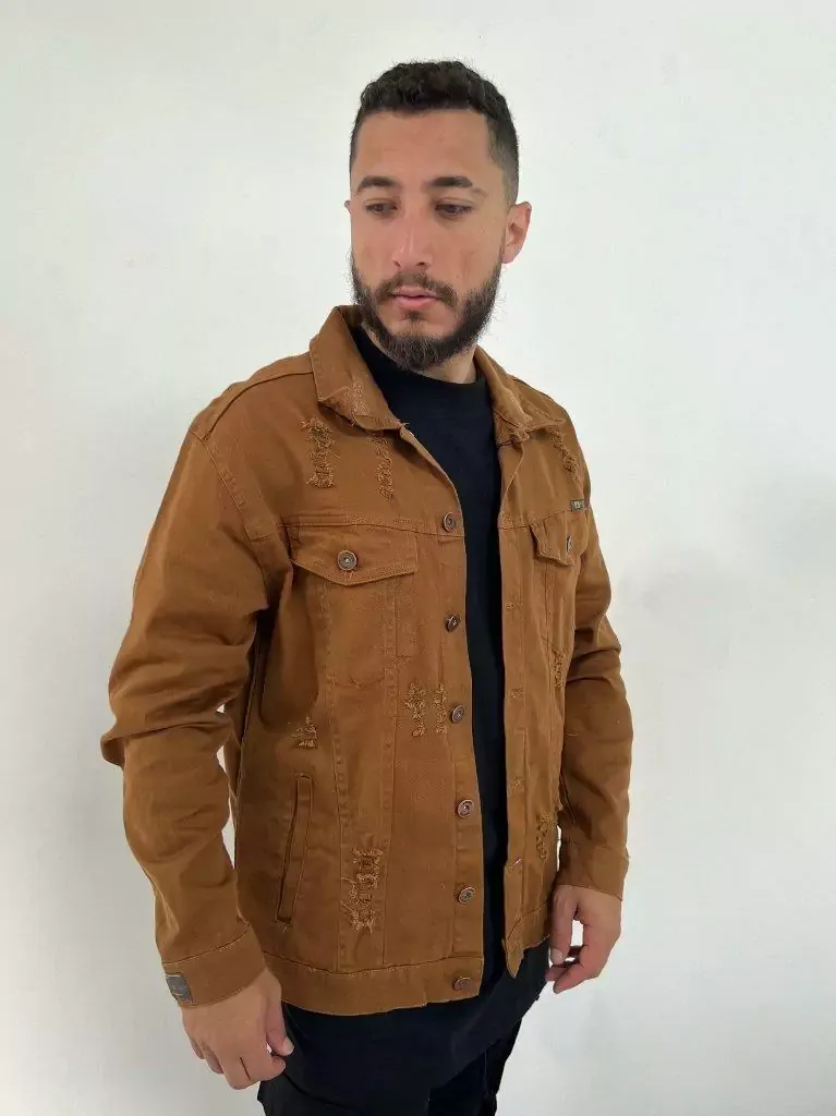 Jaqueta Jeans Marrom Masculina