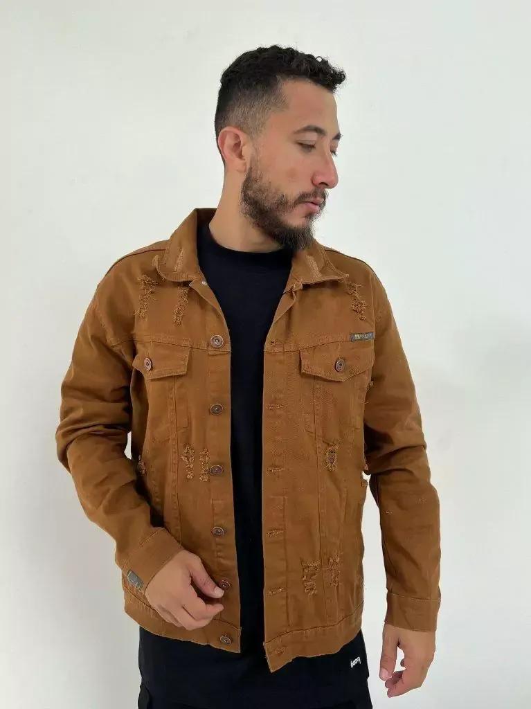 Jaqueta Jeans Marrom Masculina