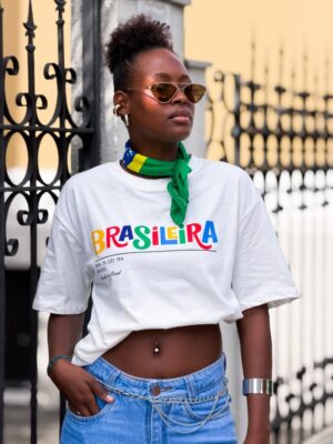 T-Shirt Brasileira Branca Brasil Core Torcedora