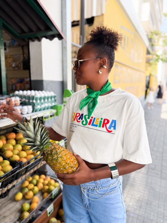 T-Shirt Brasileira Branca Brasil Core Torcedora