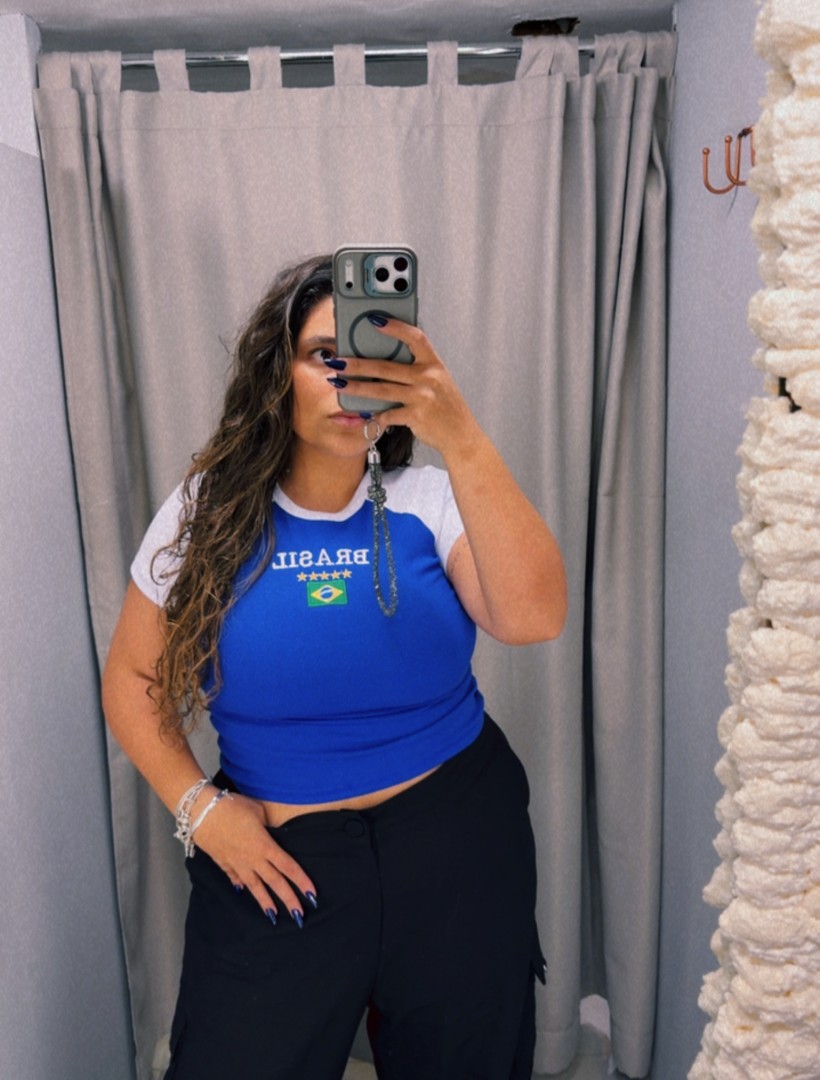 blusa brasil core feminina azul lisa torcedor