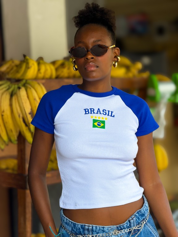 blusa brasil core feminina branca lisa torcedor