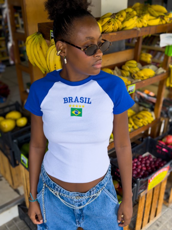 blusa brasil core feminina branca lisa torcedor