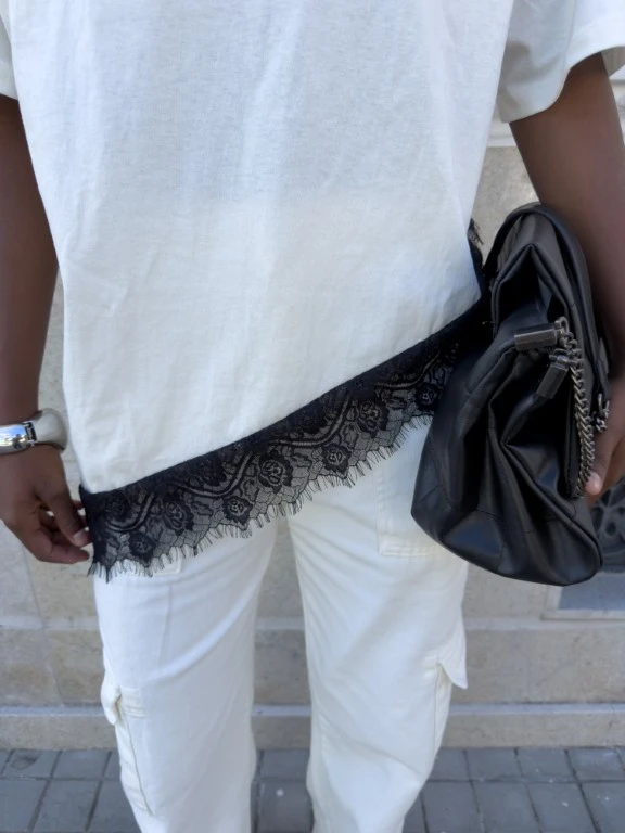 t shirt com renda na barra blusa feminina