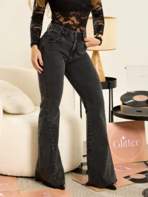 Calça Flare Comfy Preto Marmorizado