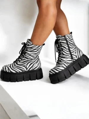 Coturno Plaraforma Tratorado Zebra Feminino