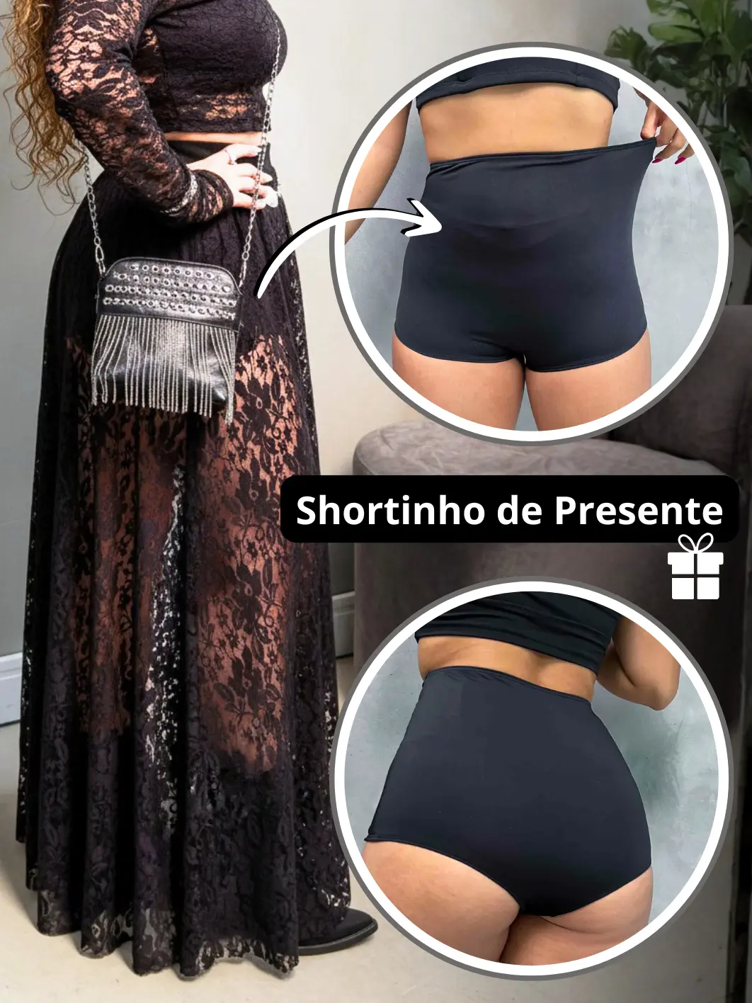 saia longa de renda preta feminina
