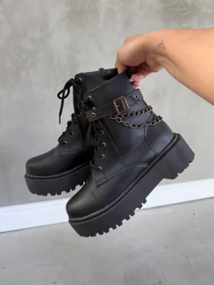 Coturno com Acessórios Removíveis Preto Feminino