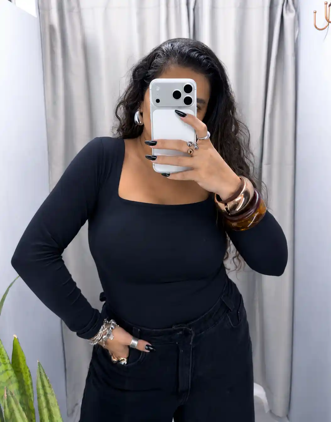 Blusa Decote Quadrado Poliamida