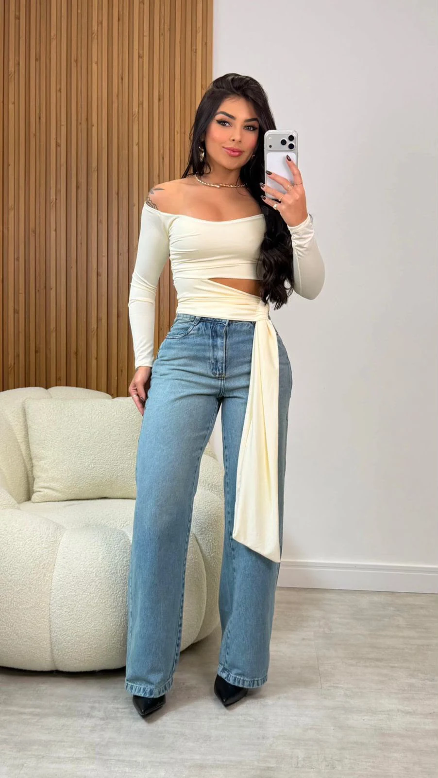Blusa Ombro a Ombro com Faixa
