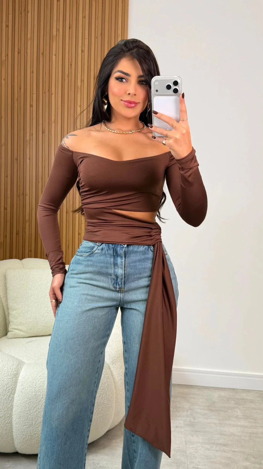 Blusa Ombro a Ombro com Faixa
