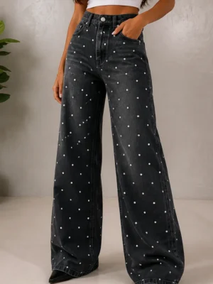 Calça Jeans Feminina Aplique de Taxas