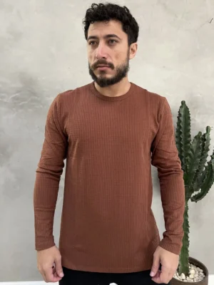 Camiseta Manga Longa Waffle Slim