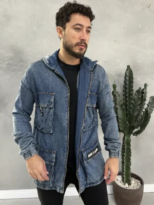 Jaqueta Jeans Cargo Cadarço Booq