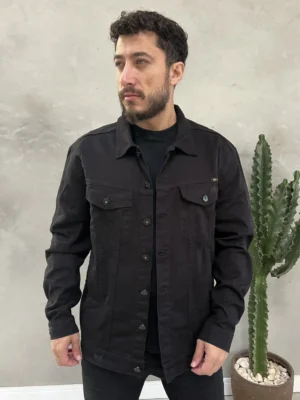 Jaqueta Masculina Preta Sarja
