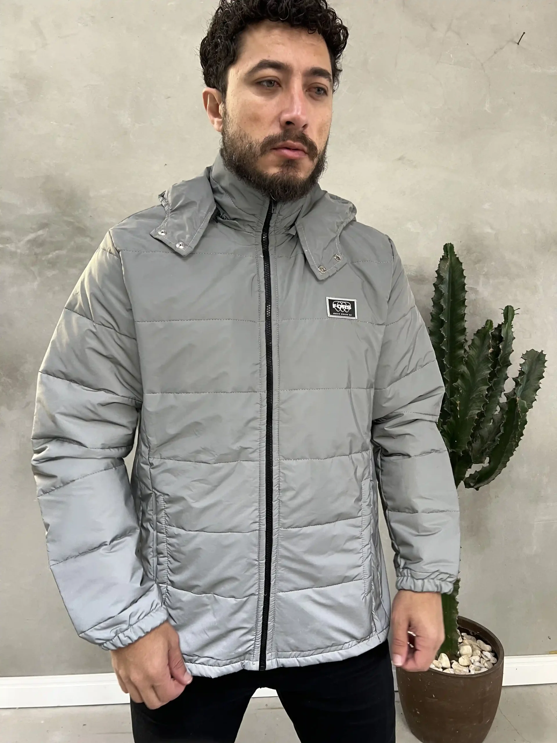 Jaqueta Puffer Refletiva Masculina
