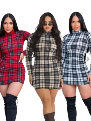 Vestido Xadrez Tubinho Gola Alta (1)