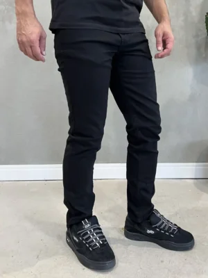 Calça Jeans Reta Lisa Preta Masculina