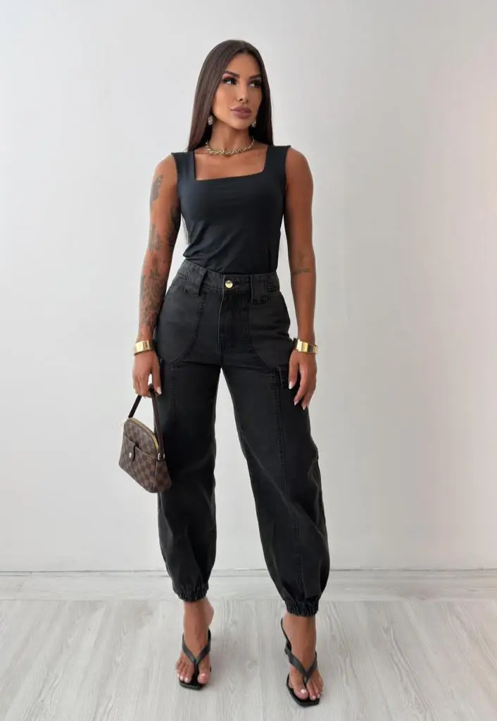 Calça Jogger Preta Feminina