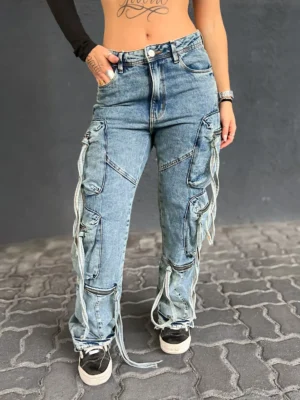 Calça Wide Leg Multicargo Vintage