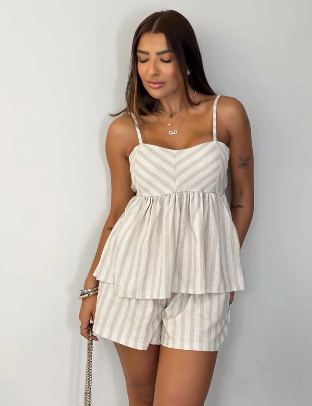 Conjunto Bata e Short Listrado